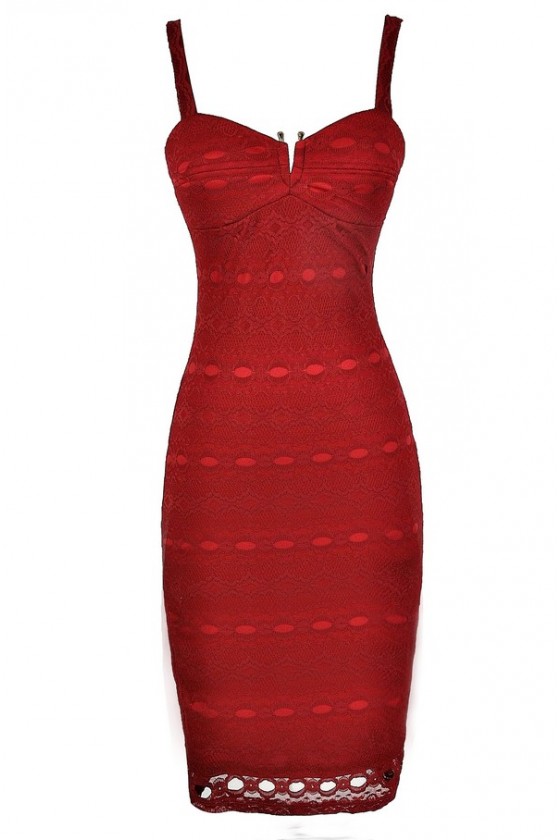 Red lace bandage dress outlet
