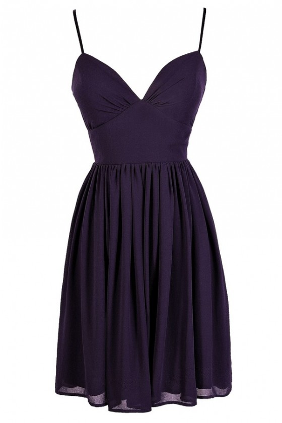 True To You Sweetheart Neckline A Line Chiffon Dress in Dark Purple