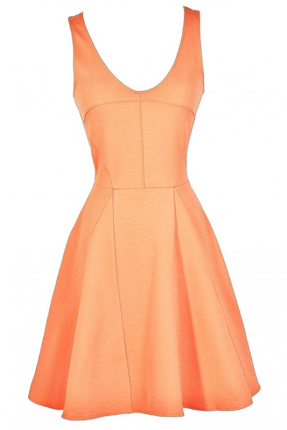 Pieces of Me A Line Dress in Bright Peach