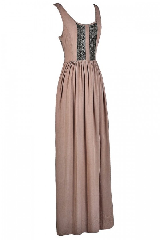 taupe boho dress
