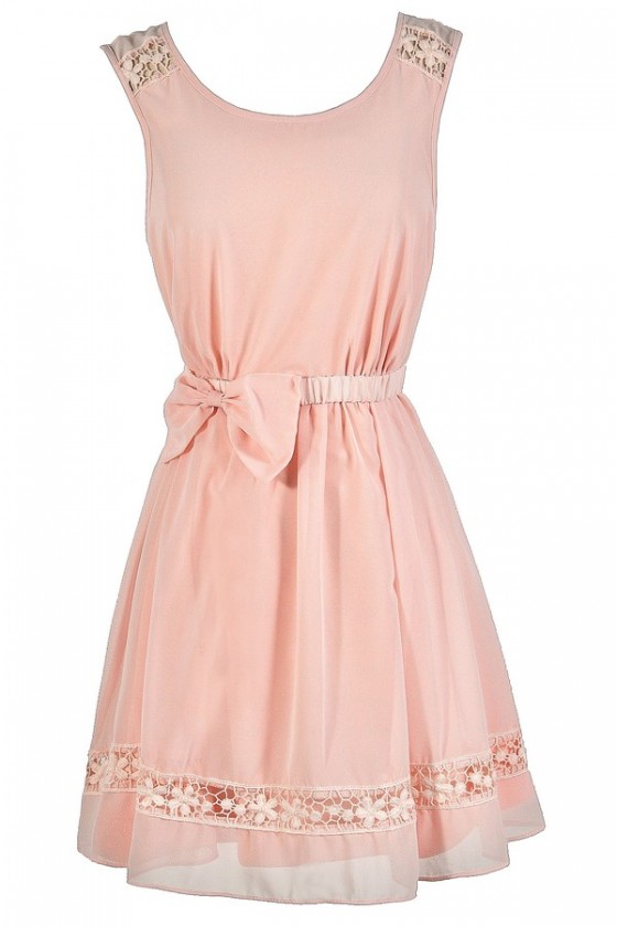 Cute Pink Dress Pink Bow Dress Blush Pink Dress Pale Pink Dress