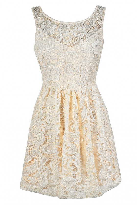 Cream lace overlay dress shop