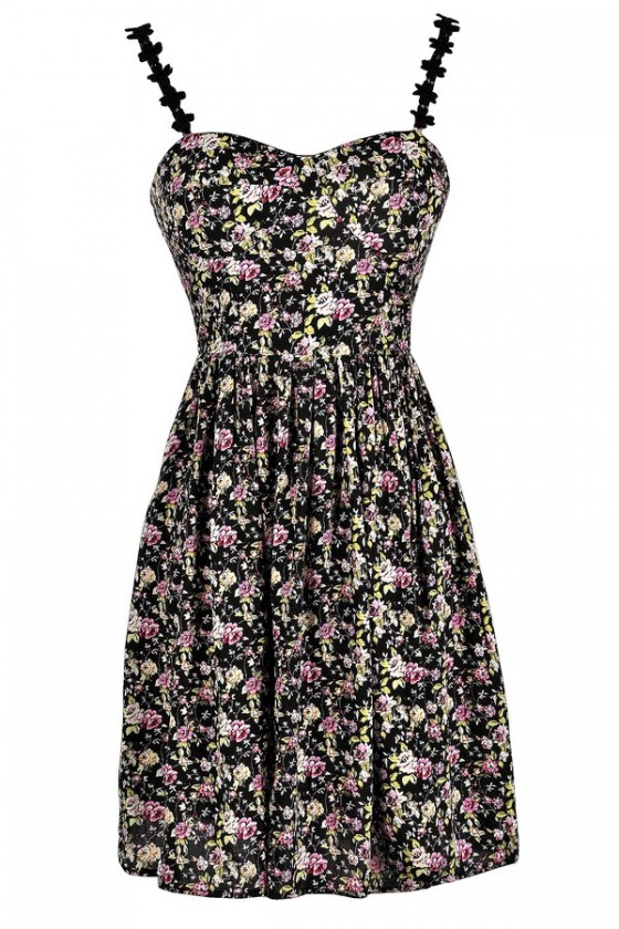 Chain of Daisies Floral Print Bustier Dress