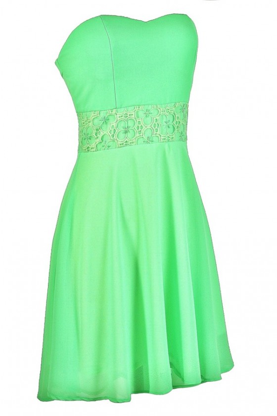 Bright Green Dress Neon Green Dress Bright Green Summer Dress Bright Green Bridesmaid Dress Green Party Dress Green Strapless Dress Green A Line Dress Lily Boutique