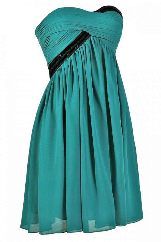 Turquoise strapless top dress
