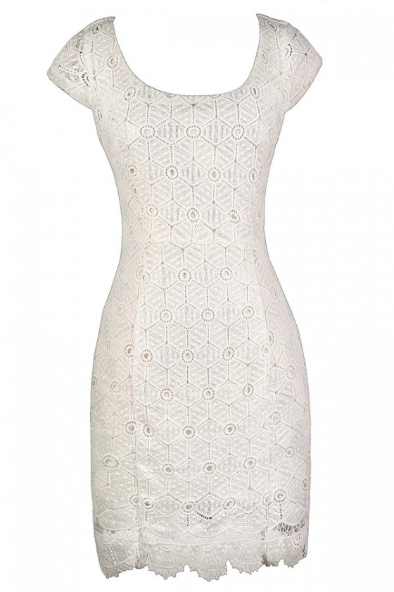 White fitted lace best sale dress