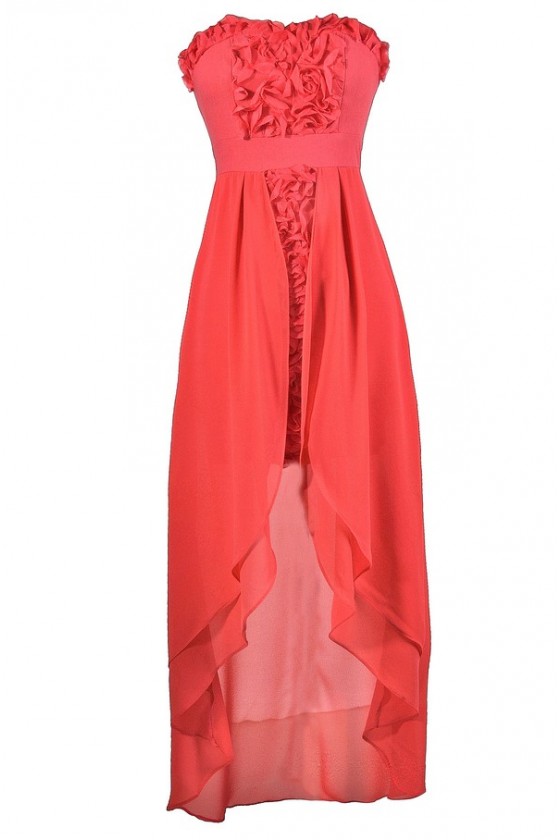 High low coral dress cheap