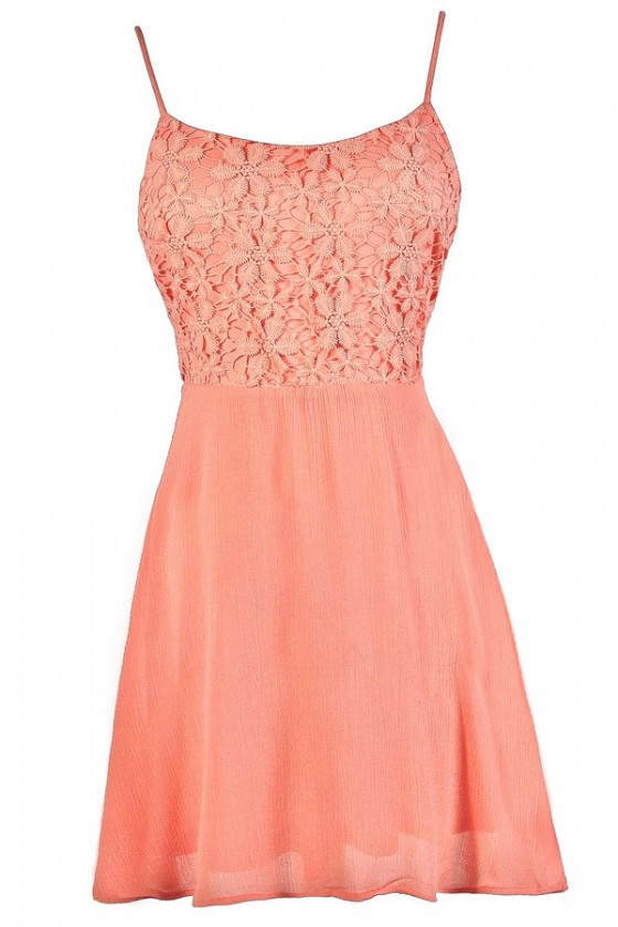 Coral pink lace dress online