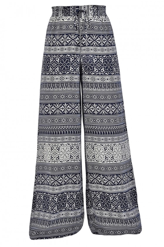 Plentiful Patterns Printed Palazzo Pants in Navy/Cream