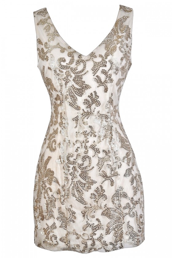 Ivory Sequin Party Dress