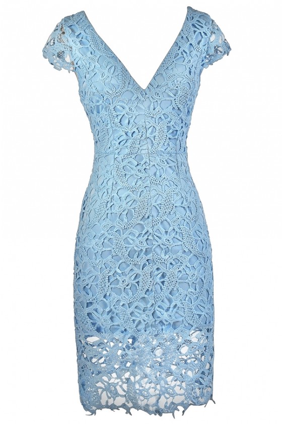 pale blue lace midi dress