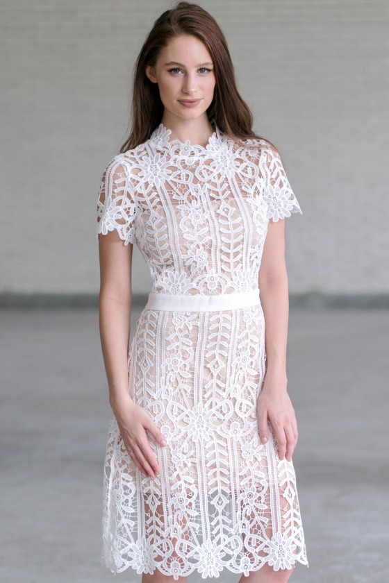 white crochet dress