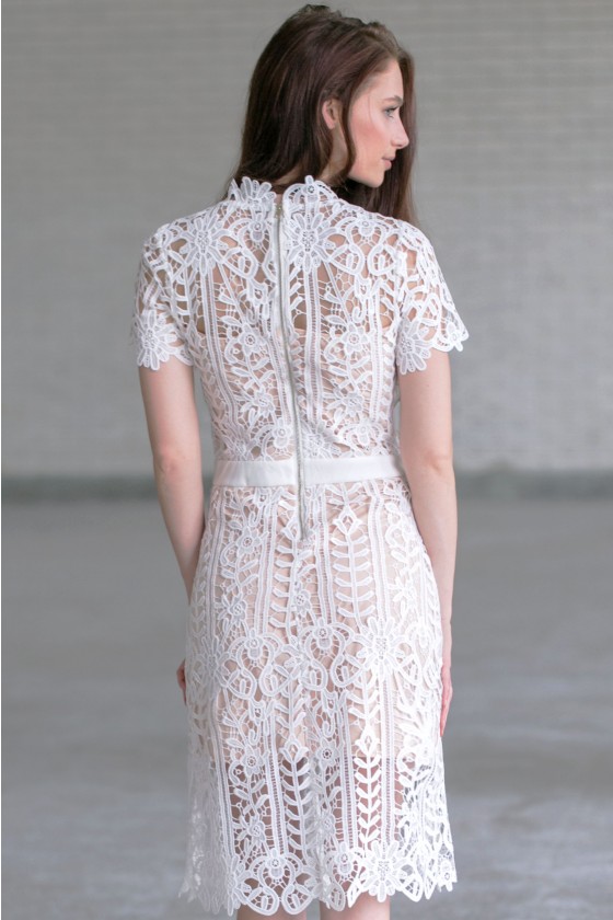 Crochet lace top chiffon midi dress hot sale