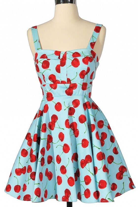Cheerful Cherry Blue Printed Fit and ...