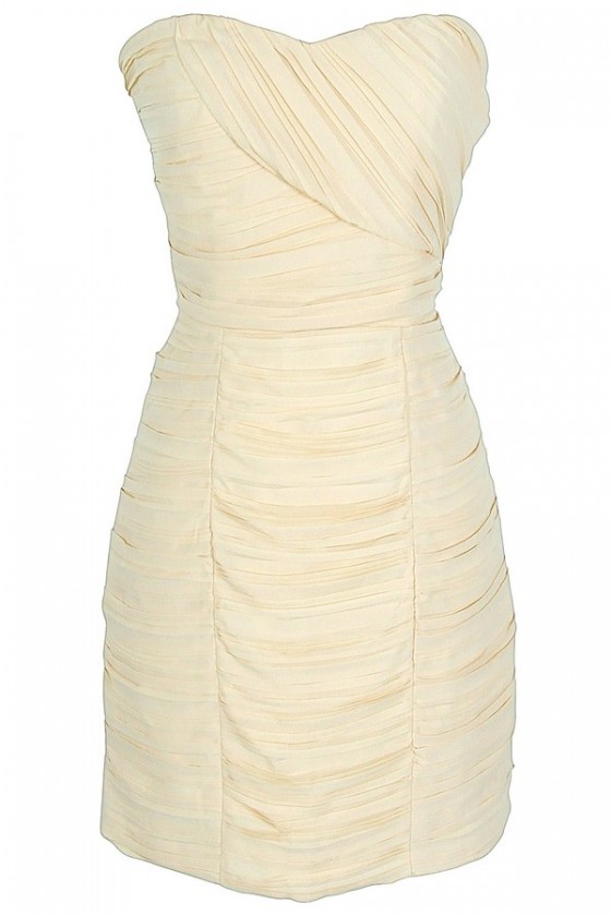 cream strapless dress