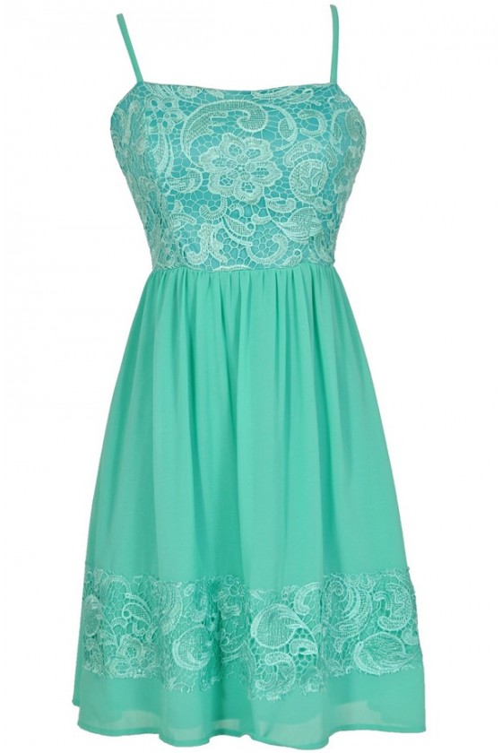 Best Days Ahead Lace and Chiffon Dress in Jade Lily Boutique