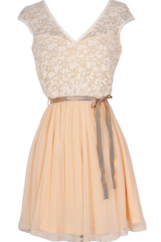 Sonoma Sunset Lace Dress In Cream Peach Lily Boutique