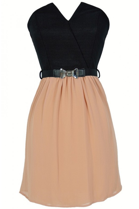 strapless belted dress