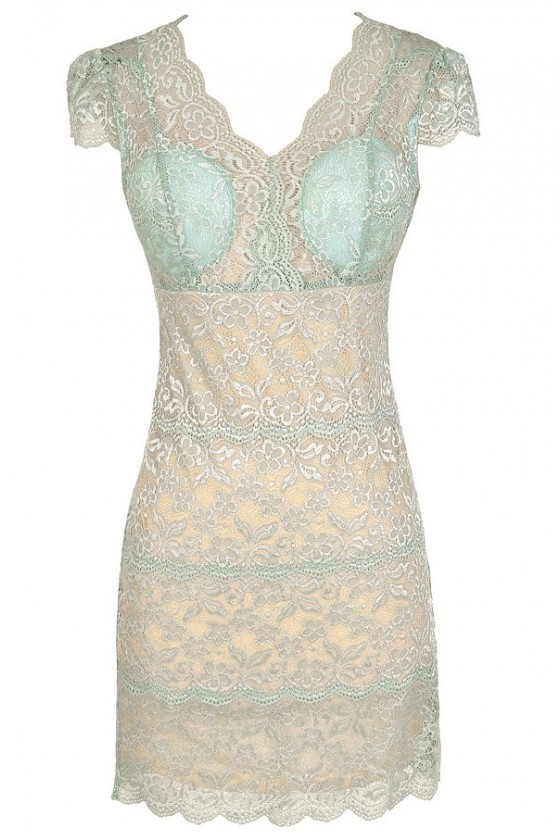 Material Girl Delicate Lace Bustier Dress in Mint Lily Boutique
