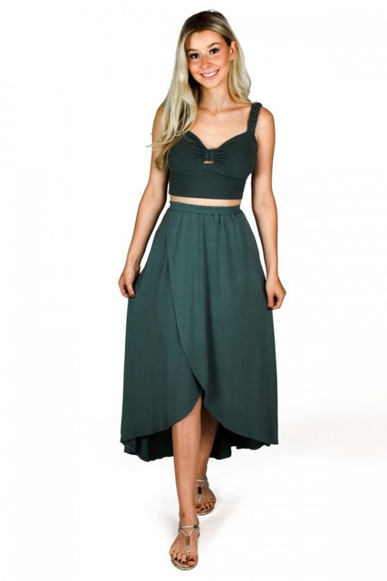 Emerald green wrap skirt discount