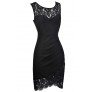 Black Lace Trim Pencil Dress, Black Lace Crossover Hem Pencil Dress ...