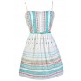 Cute Summer Dress, Cute Sundress, Embroidered Sundress, Embroidered Summer Dress, Cute Embroidered Dress, Belted Sundress, Belted Summer Dress, Coral and Aqua Embroidered Dress