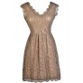 Mocha Lace Dress, Taupe Lace Dress, Brown Lace Dress, Mocha Lace A-Line Dress, Mocha Party Dress, Mocha Summer Dress, Mocha Cocktail Dress, Light Brown Lace Dress, Taupe Lace Summer Dress