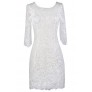 Off White Lace Dress, Cute Rehearsal Dinner Dress, Cute Bridal Shower Dress, Off White Lace Three Quarter Sleeve Dress, Ivory Lace Dress, Three Quarter Sleeve Lace Sheath Dress