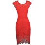 Red Lace Sheath Dress, Red Lace High Low Dress, Red Lace Cocktail Dress, Red Lace Party Dress