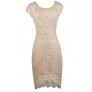 Beige Lace Sheath Dress, Beige Lace Cocktail Dress, Beige Lace High Low Dress, Beige Lace Party Dress