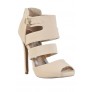 Beige Bootie Sandals, Beige Open Sandal, Beige Cage Sandal, Cute Beige Heels