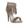 Taupe Fringe Heels, Beige Fringe Heels, Cute Fringe Heels