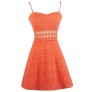 Orange Lace A-line Dress, Cute Orange Dress, Orange Lace Party Dress, Orange Lace Sundress