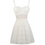 Off White Lace A-Line Dress, Cute Off White Lace Dress, Ivory Lace A-Line Dress, Off White Lace Sundress