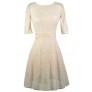 Beige and Peach Lace Dress, Beige Lace A-Line Dress, Cute Beige Dress, Beige Lace Sundress