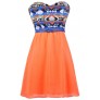 Neon Orange and Blue Dress, Blue and Orange Sundress, Neon Orange Dress, Southwestern Print Sundress, Cute Belted Dress, Orange and Blue A-Line Dress, Neon Summer Dress, Neon Orange Southwestern Print Dress