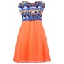 Neon Orange and Blue Dress, Blue and Orange Sundress, Neon Orange Dress, Southwestern Print Sundress, Cute Belted Dress, Orange and Blue A-Line Dress, Neon Summer Dress, Neon Orange Southwestern Print Dress