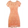 Coral Pink Lace Dress, Cute Peach Lace Sheath Dress, Coral Peach Pink Lace Summer Dress, Cute Lace Dress, Crochet Lace Sheath Dress