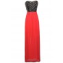 Coral maxi Dress, Coral Red and Black Maxi Dress, Embellished Coral Maxi Dress, Rhinestone Coral Maxi Dress, Coral Red Formal Dress
