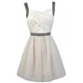 Ivory and Grey Beaded Rehearsal Dinner Dress