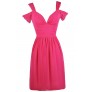 Hot Pink Dual Strap Dress, Bright Pink Off Shoulder Dress, Hot Pink Party Dress, Bright Pink Sundress, Cute Pink Dress