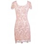 Cute Pink Lace Dress, Pink and Gold Lace Dress, Pink Lace Pencil Dress, Pink Capsleeve Dress, Cute Pink Dress, Pink and Gold Lace Dress