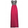 Pink and Black Maxi Dress, Magenta Embroidered Maxi Dress, Fuchsia Strapless Maxi Dress, Magenta Embroidered Maxi Dress, Cute Summer Maxi Dress
