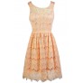 Cute Peach Dress, Peach Lace Dress, Peach Bridesmaid Dress, Cute Summer Dress, Peach Lace A-Line Dress