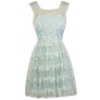 Cute Pale Blue Dress, Sky Blue Embroidered Dress, Pale Blue A-Line Party Dress