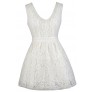 White Lace Dress, Cute White Dress, White Sundress, White A-Line Lace Dress, White Party Dress