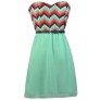 Cute Chevron Dress, Mint Chevron Dress, Chevron Belted Dress, Cute Summer Dress, Cute Belted Dress
