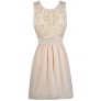 Cute Cream Dress, Cream Embellished Dress, Beige A-line Dress, Cute Party Dress