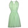 Lime Mint Party Dress, Cute Summer Dress, Lime Mint A-Line Dress, Lime Halter Dress