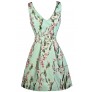 Printed Mint Dress, Mint A-Line Dress, Cherry Blossom Print Mint Dress, Cute Summer Dress, Printed Sundress